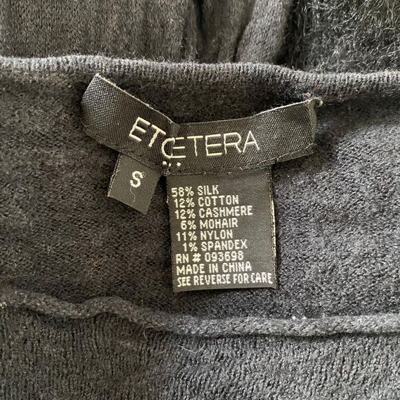 Whimsygoth Soft Grunge Black Silk Cashmere Mohair Textured Long Sleeve Top S - Picture 6 of 7